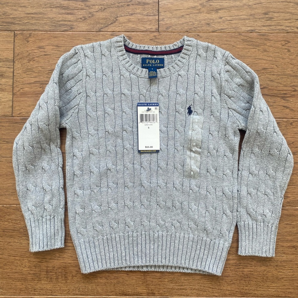 Ralph Lauren Gray Cable Knit Sweater